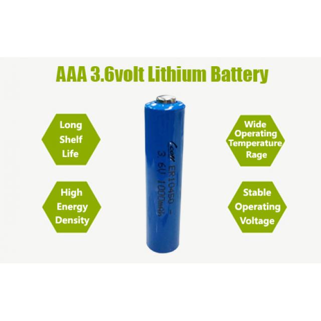 ER10450 Li-SOCL2 3.6V 1000mah AAA size Lithium Battery