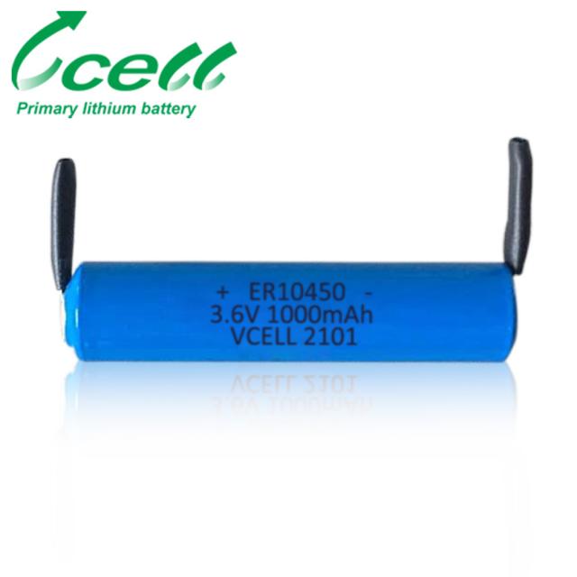 ER10450 Li-SOCL2 3.6V 1000mah AAA size Lithium Battery